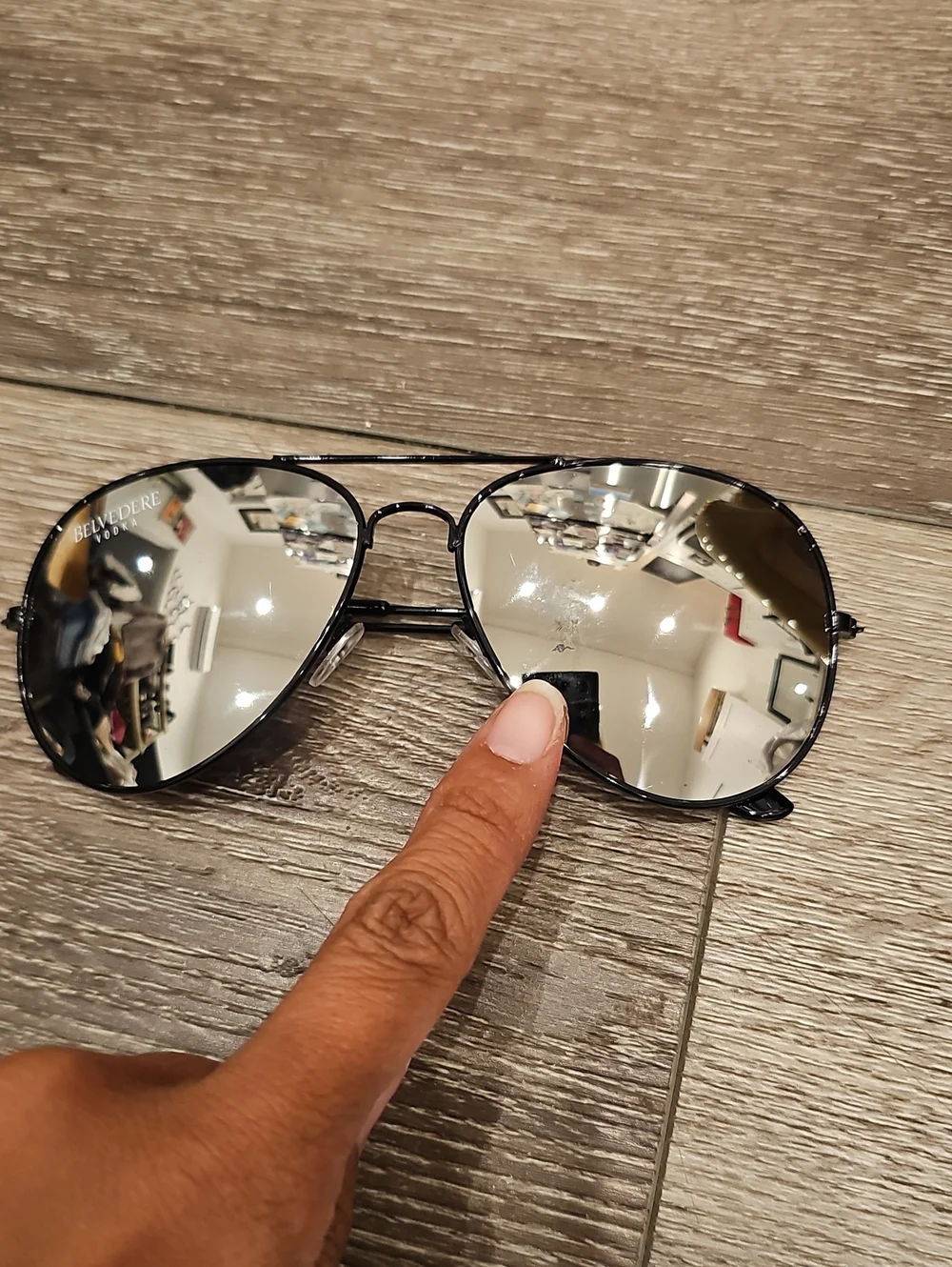 Chrome aviators silver lenses black rimmed frames sunglasses